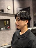 センターパート　パーマ
