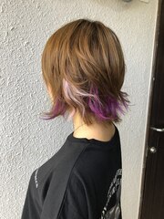 ショートヘアへのポイントメッシュエクステ　【シールエクステ】