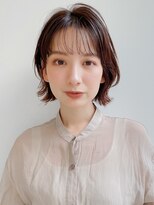小顔前髪Aラインボブイヤリングカラーかきあげマロンベージュ♪