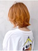オレンジベージュ_くびれヘアツートンカラー_ba320362