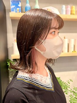 ホーム(HOME) ブリーチインナーカラーピンクカラー前髪カットトリートメント