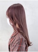 ピンクブラウン_外ハネボブセクションカラー_ba381243