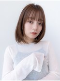 20代30代大人可愛い斜めバング/グレージュカラー小顔ボブ