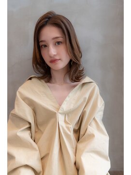 ケアリー 調布(Carelly) 大人かわいい前髪セシルカットココアブラウンフリンジウェーブ