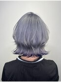 ブルーシルバー/裾カラー/ボブ/エンドカラー