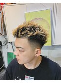 ハイライトマッシュパーマウルフアッシュブラック