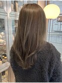 ブリーチなし透明感オリーブベージュこなれ小顔セミロング