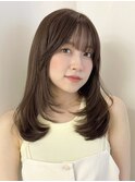 レイヤーカット/小顔カット/色素薄めカラー/透明感カラー