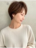 ナチュラルブラウン/耳かけショート/丸みシルエット/大西真人