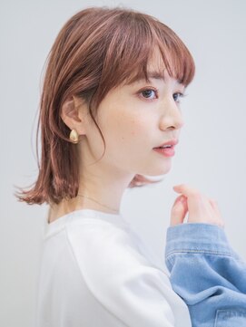 ユートゥイーズ 鎌倉(U too e's) 《U too e's鎌倉》耳掛けが可愛い外はねボブ/大人ピンクブラウン