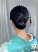 大人クールシニヨン　振袖　結婚式お呼ばれカチモリ