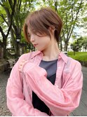 lond惇平　大人ガーリーショートグレージュカラープリカール