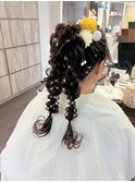 編みこみ2連ポニーテール