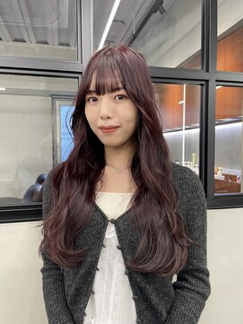 ニコ トウキョウ 渋谷(nico TOKYO) ダブルカラーチェリーレッドピンクブラウン韓国レイヤーロング