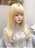 『Rio』Wカラー×シールエクステ♪ホワイトブロンド/ロングヘア