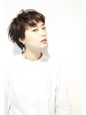 黒髪リラックスウェーブショート　《RENJISHI 青山》