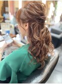 ハーフアップ 結婚式 お呼ばれヘア 大人ヘア 結婚式ヘアセット