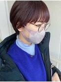 前髪あり大人ショートボブ　耳かけ　ショコラピンク
