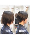 骨格矯正カットで作る美ショート☆/横浜髪質改善