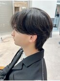 韓国センターパート×黒髪ツーブロック　襟足残し[メンズ]