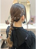 艶々タイト編み下ろし♪ロングヘア パール