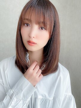 フレームプラス なんば駅前店(FRAME+) ベージュカラーシースルー前髪美髪ナチュラルストレートヘア