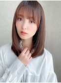 ベージュカラーシースルー前髪美髪ナチュラルストレートヘア