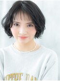 レトロガーリー♪アッシュブラックボブパーマo古河20代30代40代