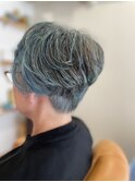 還暦ブルーな白髪ぼかし