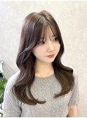 レイヤーカット/透明感ブラウン
