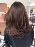 ミディアムレイヤーセミロングケアカラー20代30代40代