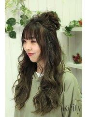 お団子ハーフ【TELでお得】ヘアセット￥2300→￥2100