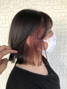 テラスヘア 新潟駅南(TERRACE hair) ダメージレスインナーカラー(ピンクベージュ)