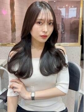 シーシンジュク 新宿南口(Sea shinjuku) ブリーチなしチョコレート色×前髪/顔周り×韓国ロング[新宿]