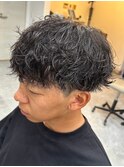 波巻きパーマメンズパーマメンズヘアツーブロックツイストパーマ
