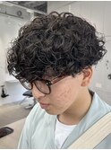 大分骨格矯正刈り上げマッシュ強めプードルパーマ