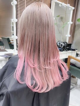 デイズ(days) ベージュ透明感カラー/毛先エンドカラーピンクベージュロング