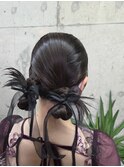 ツイン三つ編みカチモリヘアアレンジ