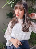 毛先パーマ黒髪カタログインナーカラーイルミナカラー大人可愛い