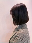 ピンクカラー20代アゴラインミニボブ 小顔カットケアブリーチ