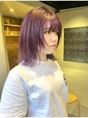 ウルフカットボブウルフピンクラベンダーカラー/中西