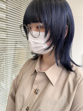 ミント(mint) ウルフカット/ウルフレイヤー/ネイビーブルー/ミント