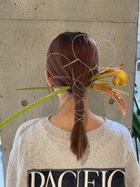 和装タイトヘアセット/お花と水引はお客様の持ち込みです。