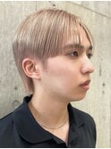 メンズブリーチカラーミルクティーベージュカラーダブルカラー