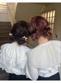 くびれヘアアプリコットオレンジハイライトカラーブルーカラー