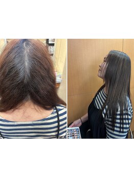 【白髪の悩みを解決！】専属スタイリストが担当◇髪に優しい薬剤でダメージレスにカラーを楽しもう♪