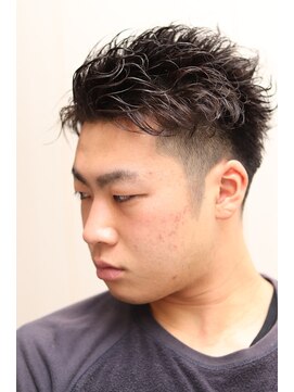 ヘアーアンドグルーミング ヨシザワインク(HAIR&GROOMING YOSHIZAWA Inc.) スパイラルパーマツーブロックアップバング刈り上げショート束感