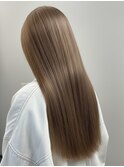 透明感アッシュ◎ブリーチミルクティーグレージュロング艶