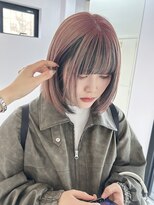 フウ(fuh) デザインカラー/フェイスフレーミング/ピンクカラー/ボブ