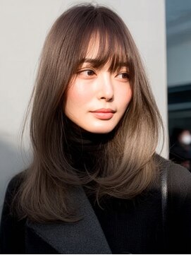 ダル 渋谷/表参道(DAL.) ハッシュカットバタフライカットダークブラウンカーテンバング